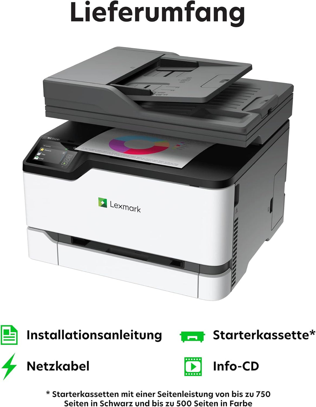 Lexmark MC3326i 3-in-1 Farblaser-Multifunktionsgerät (Drucker, Kopierer, Scanner, WLAN, Netwerkansch