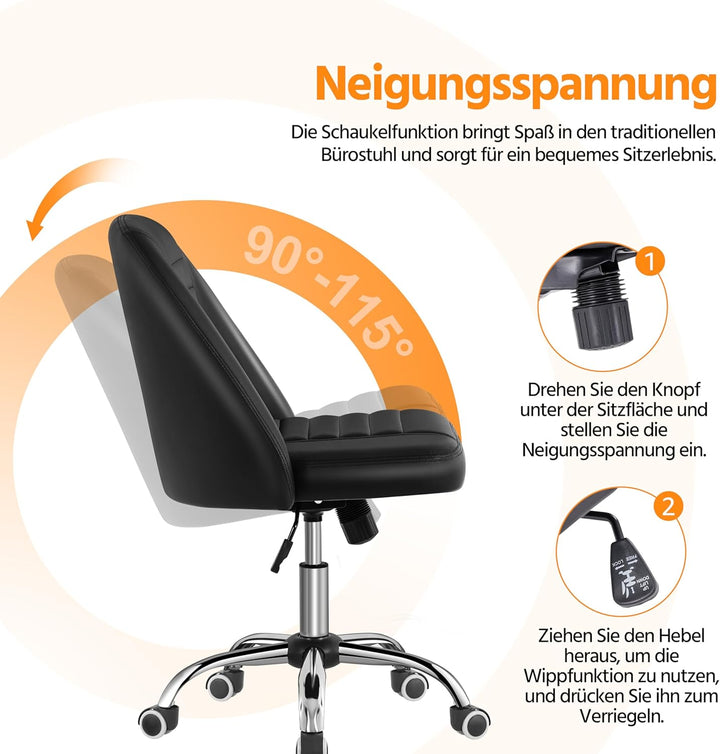 Yaheetech Bürostuhl Schreibtischstuhl Ergonomisch Gepolstert Kunstleder Drehstuhl mit Rollen Arbeits
