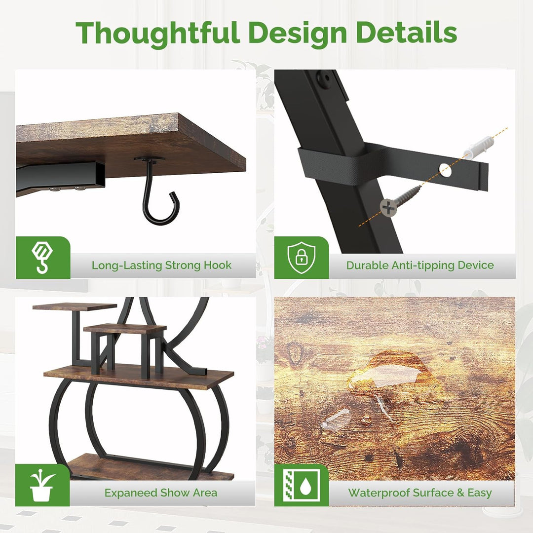 Bonnlo Blumenständer Pflanzenständer mit Licht, 10-stöckiges Pflanzenregal für Innenbereich, Pflanze