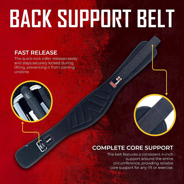 GripUp Weightlifting Back Support Belt aus Neopren – Ergonomischer Trainingsgürtel zur Rückenunterst