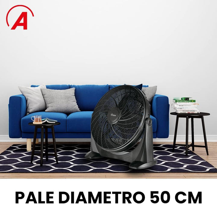 ARDES - AR5A51 Leiser Bodenventilator 5 FLÜGEL SPACE 51 - Bodenventilator ganz in Schwarz mit vertik