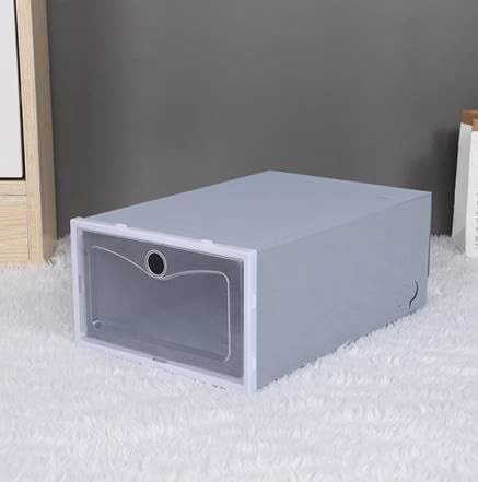 ZOLTA Schuhboxen Set 10 Stück stapelbar Aufbewahrungsboxen 33x23x14 cm Grau mit transparenter Klappt