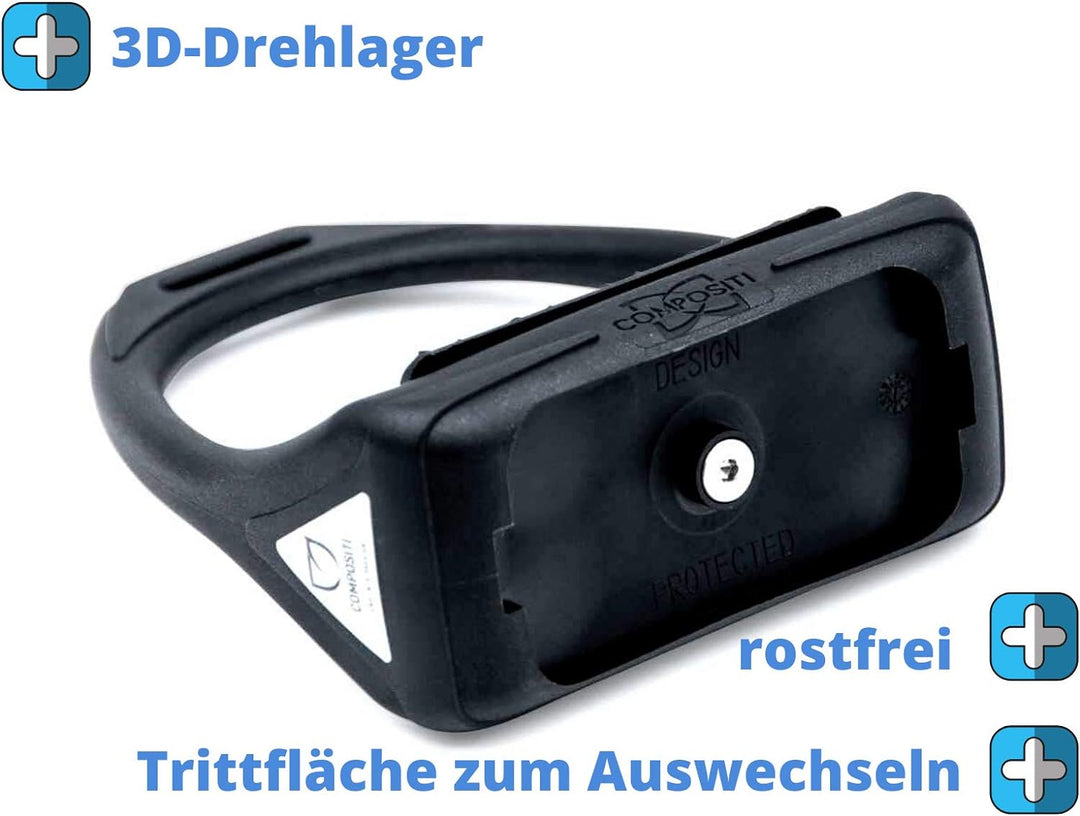 Compositi Steigbügel Reflex Reflective leicht, mit breiter Trittfläche, stabil in schwarz