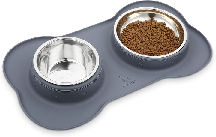 Pecute Hundenapf Mittelgrosse Hunde, Futternapf Hund Katzennapf mit Doppel 750ml Näpfe aus Edelstahl