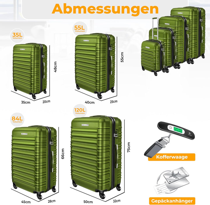 KESSER® 4tlg. Hartschalenkofferset Hard Shell Basic Hartschalenkoffer Trolley Koffer Reisekoffer Rei