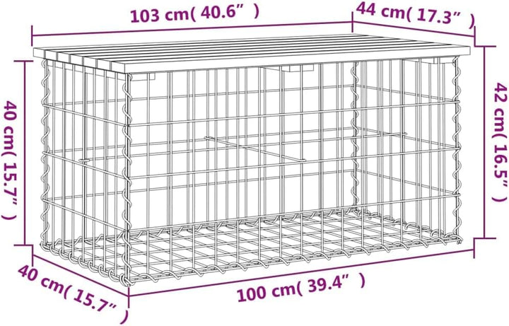 vidaXL Gartenbank aus Gabionen 103x44x42 cm Massivholz Douglasie 103 x 44 x 42 cm Braun, 103 x 44 x