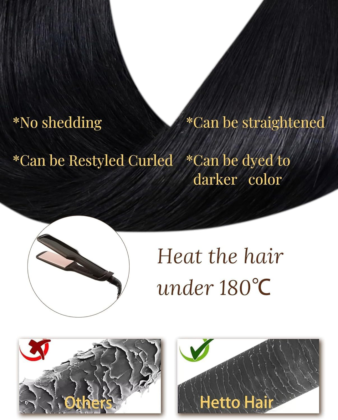 Hetto Bonding Extensions Echthaar Schwarz Extensions Echthaar Bondings Gerade Invisible Remy Haare P