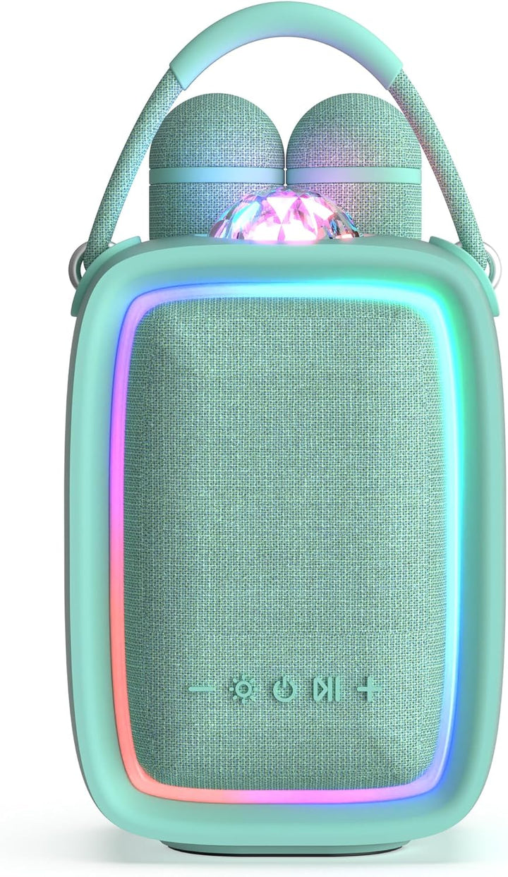 Mob – Singy Party Tragbarer Karaoke-Lautsprecher für Kinder und Erwachsene – Disco-Projektor, 2 kabe