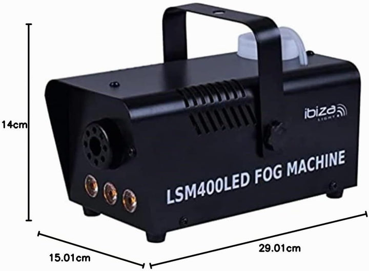 Ibiza - LSM400LED-BK - 400W Nebelmaschine mit integrierten LEDs und Fernsteuerung - Schwarz Maschine