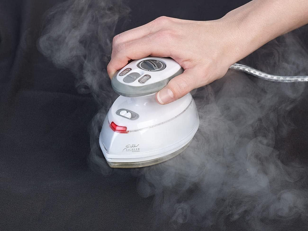 Sichler Haushaltsgeräte Bügeleisen: Reise-Dampfbügeleisen, 408 W, 110/230 Volt, 40 ml Wassertank, 3