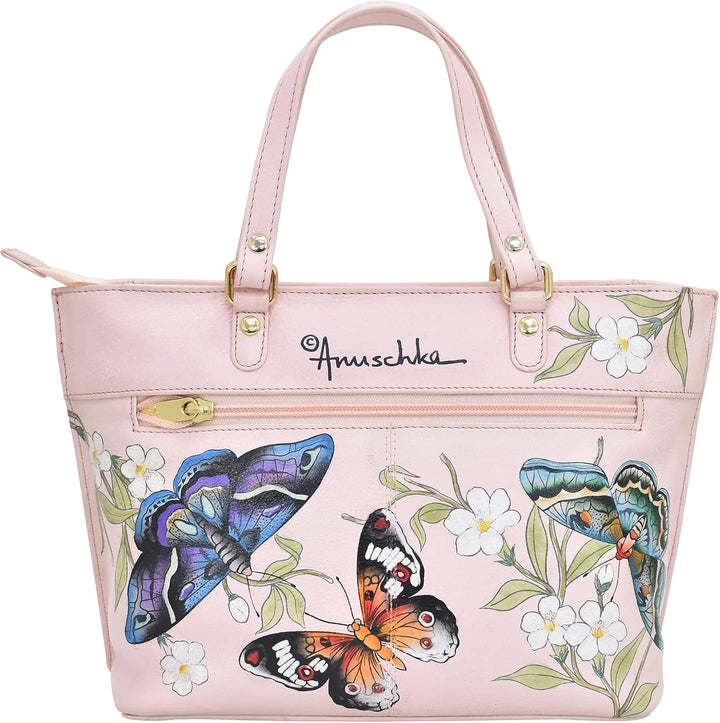 Anuschka Original handbemalte Damen-Tragetasche aus echtem Leder, mittelgross Butterfly Melody, Butt