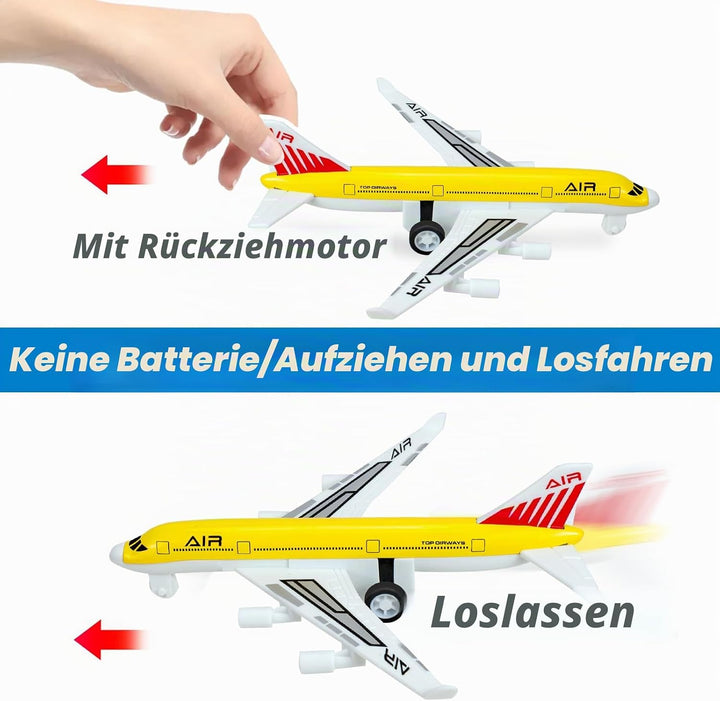 Hymaz Spielzeug Flugzeug 4 Pack, Diecast Pull Back Flugzeuge für Jungen Alter 3 4-7 8-12, Legierung