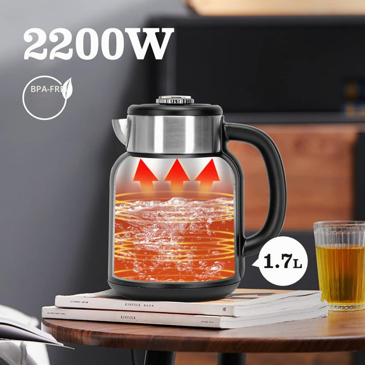 Taylor Swoden Wasserkocher mit Temperatureinstellung, 45°C-100°C, Retro Wasserkocher Edelstahl 1.7 L