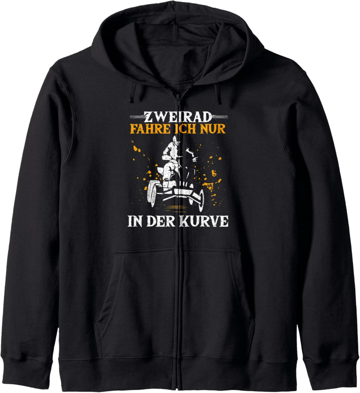 Quad Spruch, Zweirad In Kurve, ATV Biker, Offroad Quadfahrer Kapuzenjacke