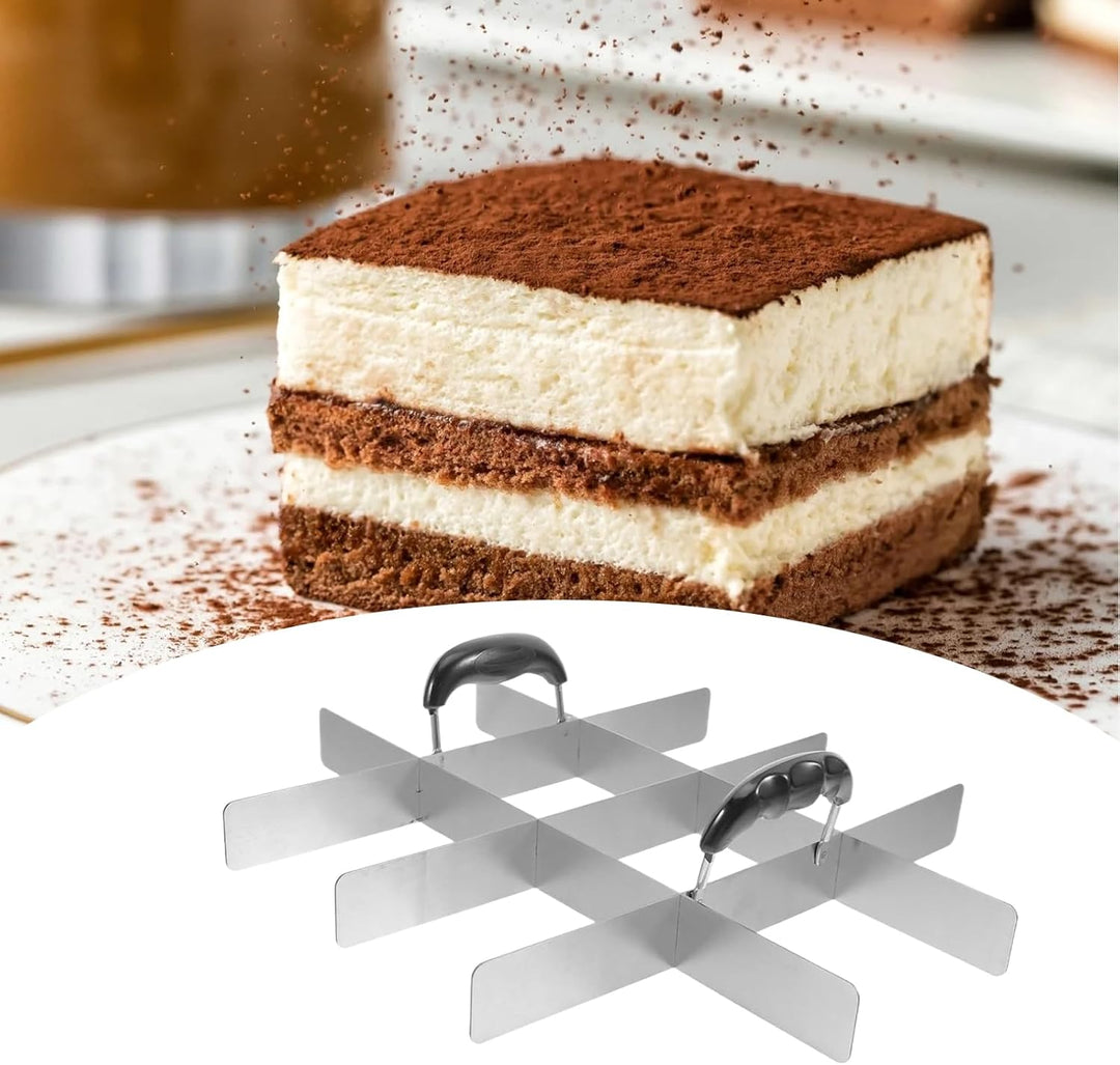 Quadratischer Kuchenschneider,Edelstahl Quadrat Kuchen Teiler Mit Griff - Küchenzubehör Für Geburtst
