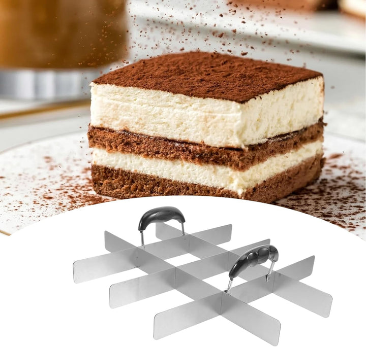Quadratischer Kuchenschneider,Edelstahl Quadrat Kuchen Teiler Mit Griff - Küchenzubehör Für Geburtst