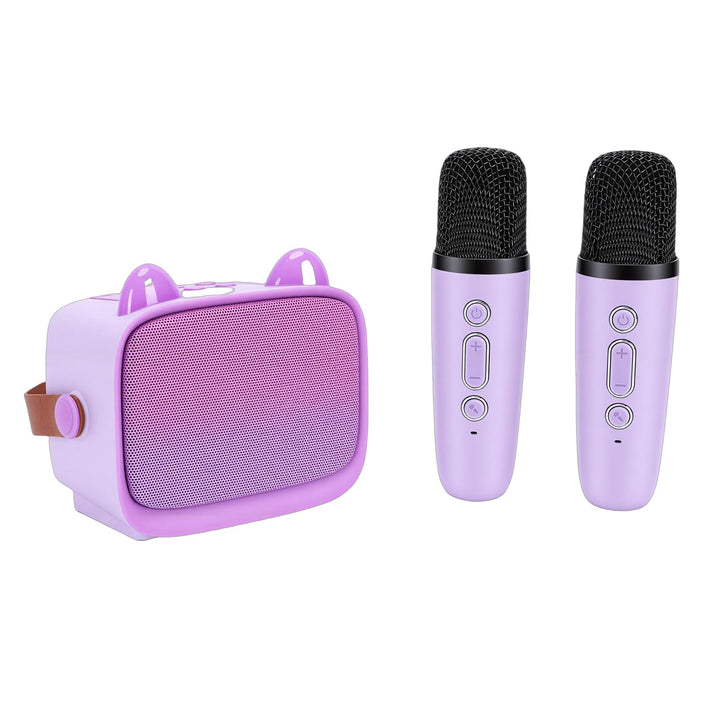 Drahtloses -Karaoke-Maschinenspielzeug, Tragbarer Mini-Lautsprecher mit 2 Mikrofonen für Lustiges Pa