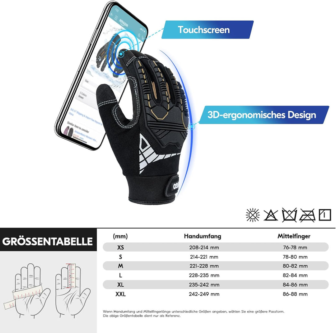 Vgo... 1 Paar Winter Mechaniker Arbeitshandschuhe, 32°F/0℃ kältefest, wasserdicht, stossfest, strapa