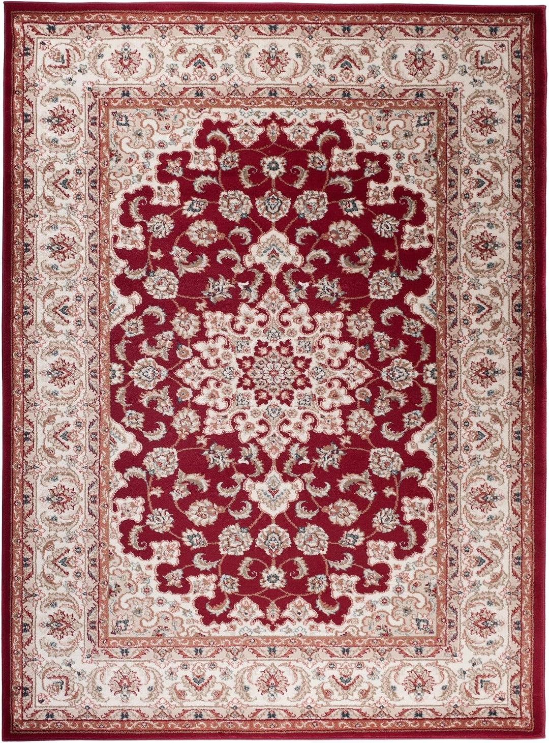 Traditioneller Klassischer Teppich für Ihre Wohnzimmer - Weinrot Beige Creme - Perser Orientalisches