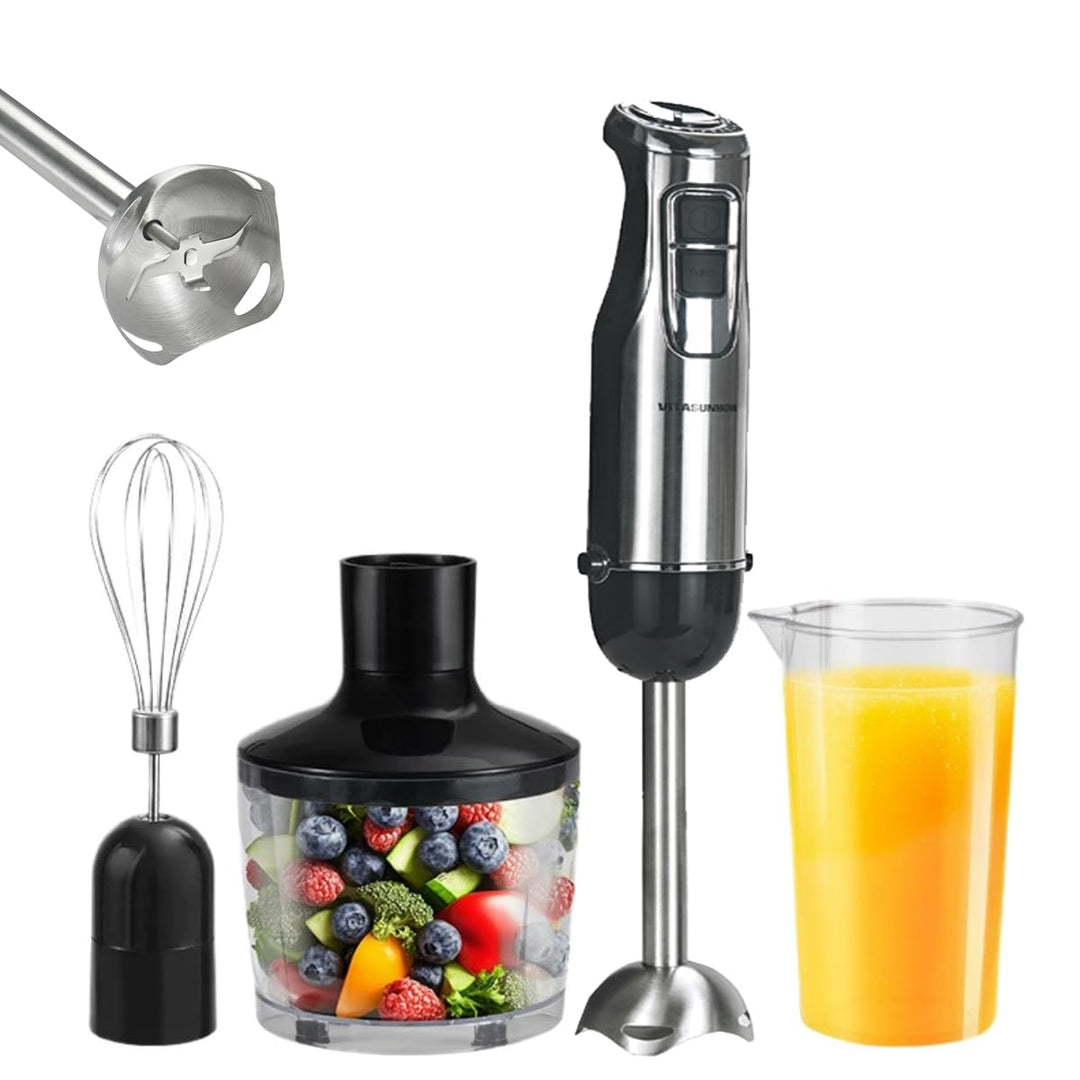 800W Stabmixer, 4-IN-1 Edelstahl Multifunktionsmixer mit Pürierstab 600ml Mixbecher 500ml Lebensmitt