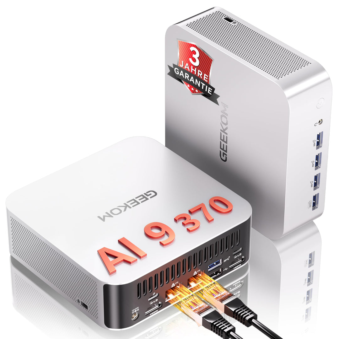 GEEKOM AI Mini PC A9 Max mit AMD Ryzen AI 9 HX 370(12C/24T, bis zu 5.1GHz), 32GB DDR5+ 2TB SSD, 2.5G