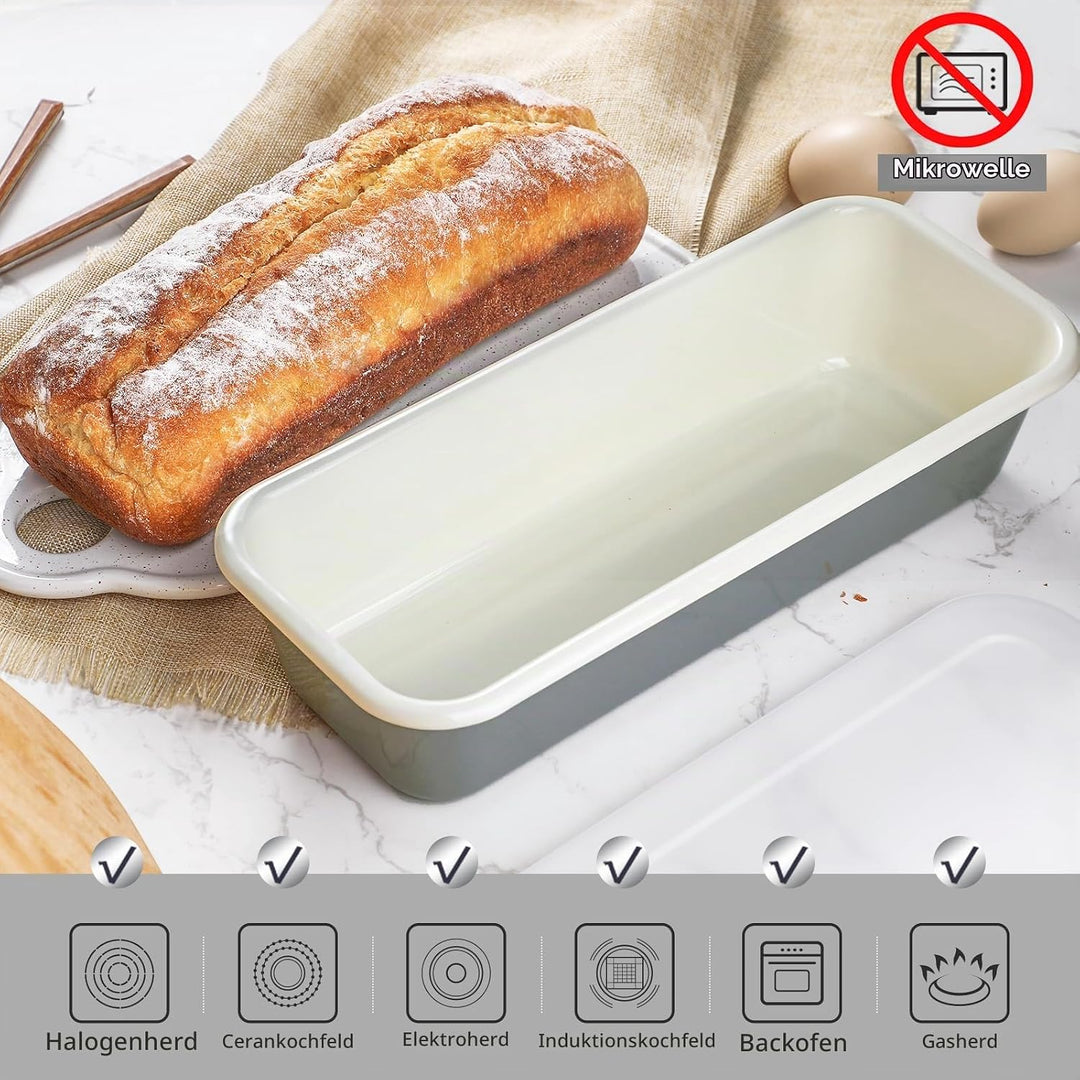 webake Kastenform 30cm Brotbackform Emaille Kastenbackform Mit Kunststoff Deckel Brotform Rechteckig