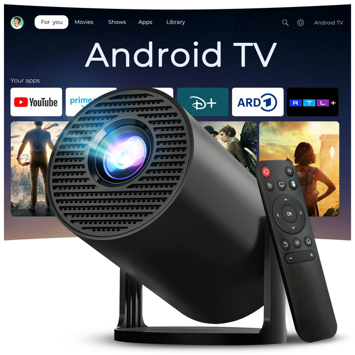 Mini Beamer 4K 1080P unterstützt Klein Projektor mit WiFi 6 Bluetooth 5.4, Auto Keystone Smart Porta