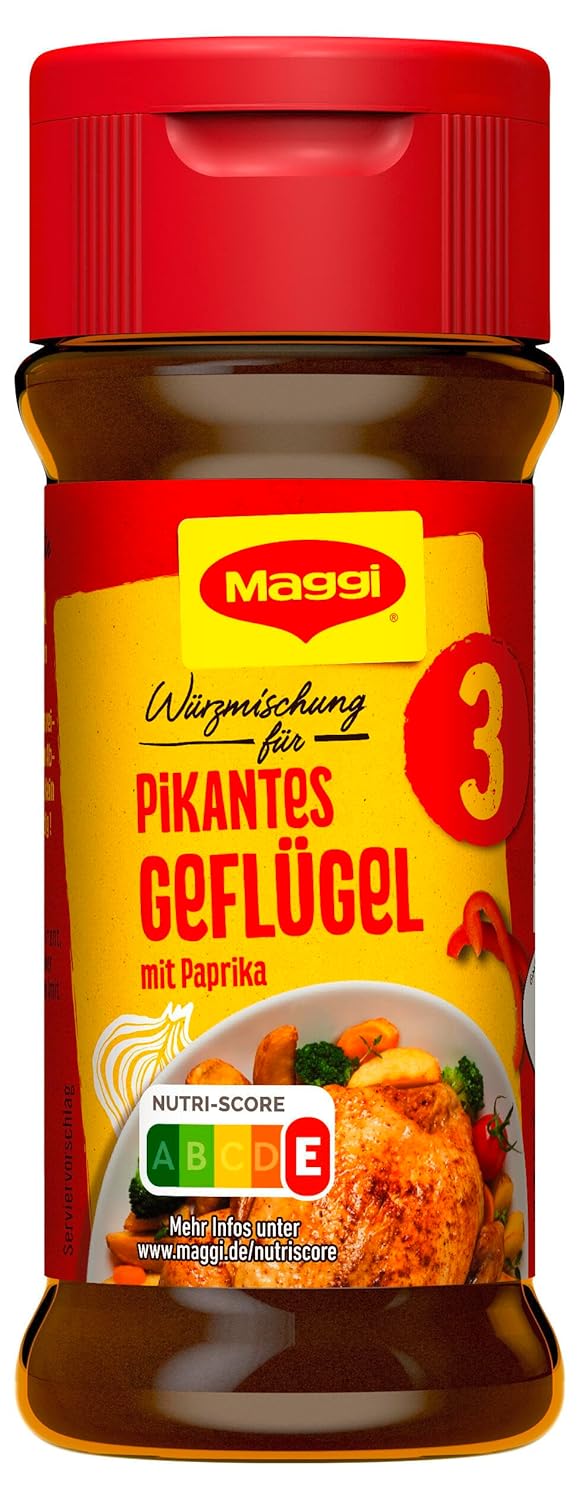 MAGGI Würzmischung 3 für pikantes Geflügel, Würzmittel, süss-pikantes Paprika Hähnchen Gewürz, 8er P