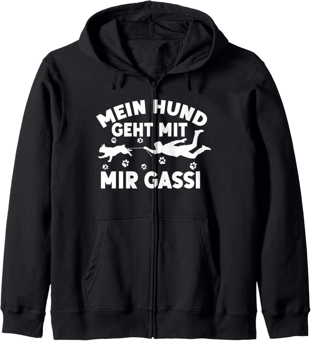 Lustiges Hunde Mein Hund Geht Mit Mir Gassi Kapuzenjacke