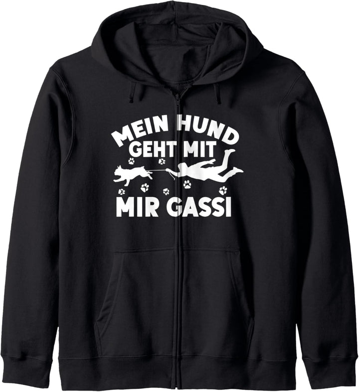 Lustiges Hunde Mein Hund Geht Mit Mir Gassi Kapuzenjacke