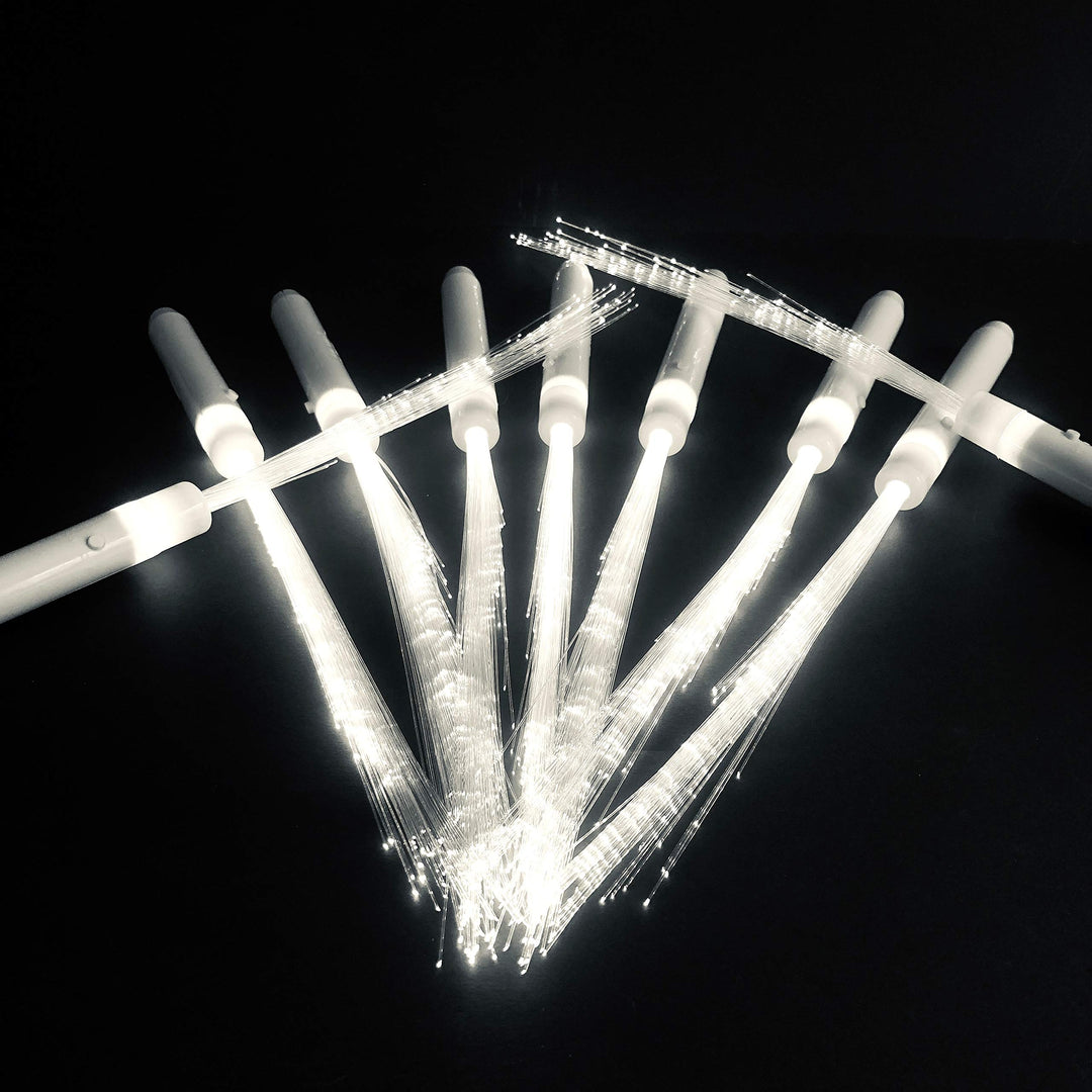 Partyknicklichter - 25 Stück LED Leuchtwedel weiss - Leuchtstab mit weissem Stand- und Blinklicht -