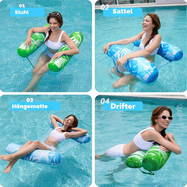 Sloosh 2 Packungen Hängematte Pool Floats Erwachsene, 4 in 1 Mehrzweck Aufblasbare Pool Floats PVC W