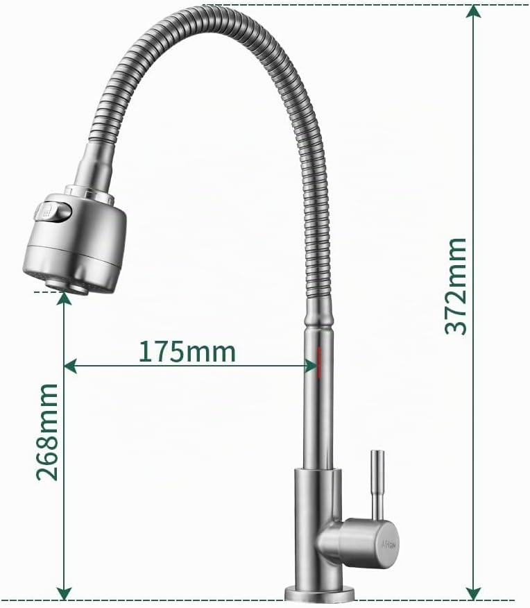HOMELODY Wasserhahn Küche 360° Schwenkbar nur Kaltwasser 2 strahlarten Kaltarmatur aus Edelstahl Küc