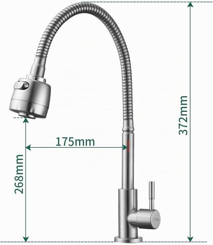 HOMELODY Wasserhahn Küche 360° Schwenkbar nur Kaltwasser 2 strahlarten Kaltarmatur aus Edelstahl Küc