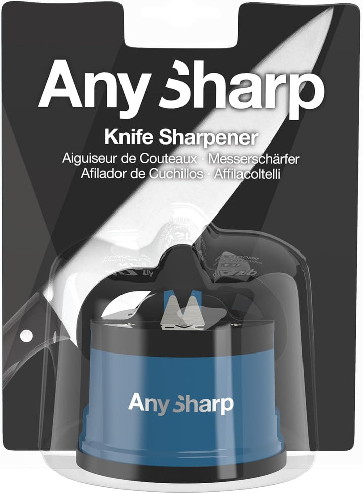 AnySharp Messerschärfer, Freihändige Sicherheit, PowerGrip Saugnapf, Sicheres Schärfen aller Küchenm