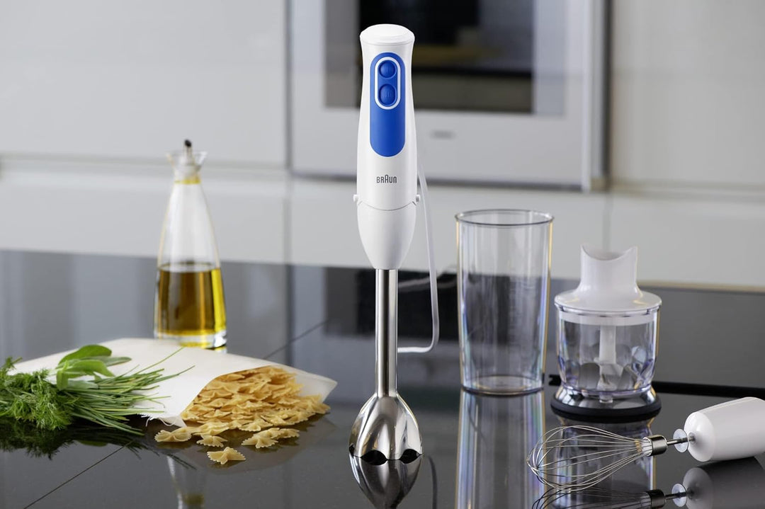 Braun Household 0X22111219 MQ 3025 Spaghetti Stabmixer, PC, Weiss/Blau/Edelstahl 0.35 Weiss/Blau/Ede