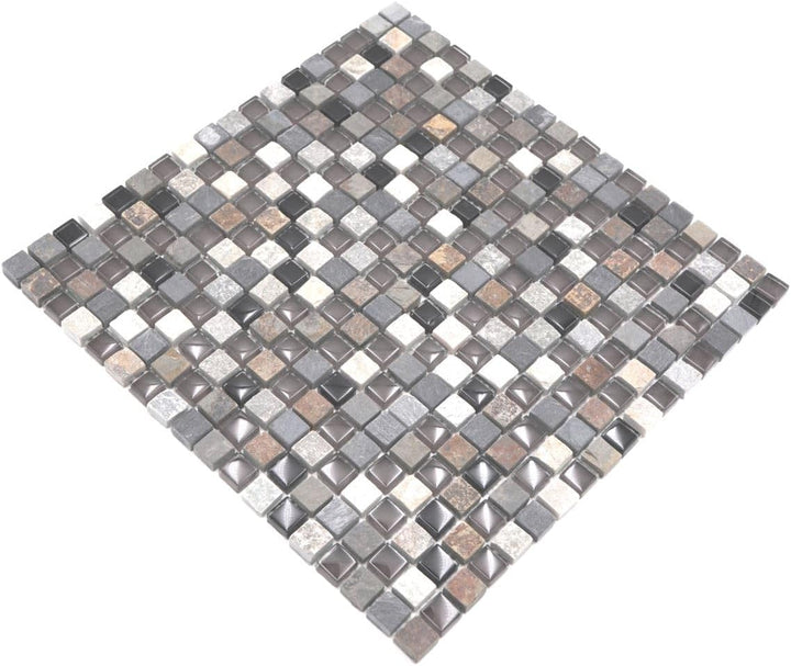 Mosaik Quadrat Crystal/Stein mix Glasmosaik Transluzent Transparent 3D, Mosaikstein Format: 15x15x8