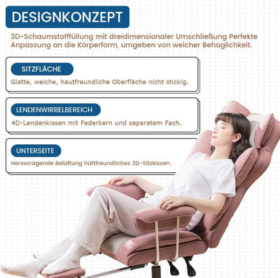 GTPLAYER Gaming Stuhl, Gamer Stuhl, Ergonomischer Bürostuhl mit Fussstütze, Stoffoberfläche, Federsi