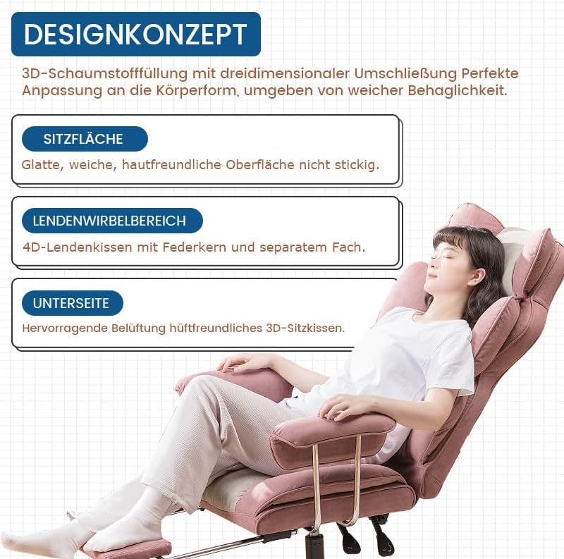 GTPLAYER Gaming Stuhl, Gamer Stuhl, Ergonomischer Bürostuhl mit Fussstütze, Stoffoberfläche, Federsi