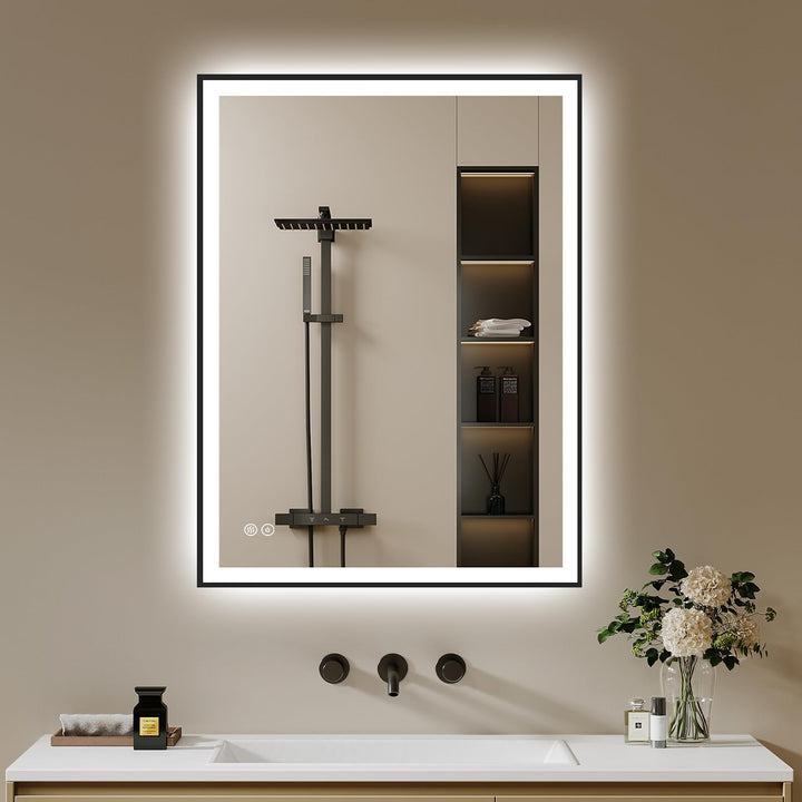 Badspiegel-mit-Beleuchtung 50x70cm - Badezimmerspiegel LED Badezimmer Spiegel mit Beleuchtung - Besc