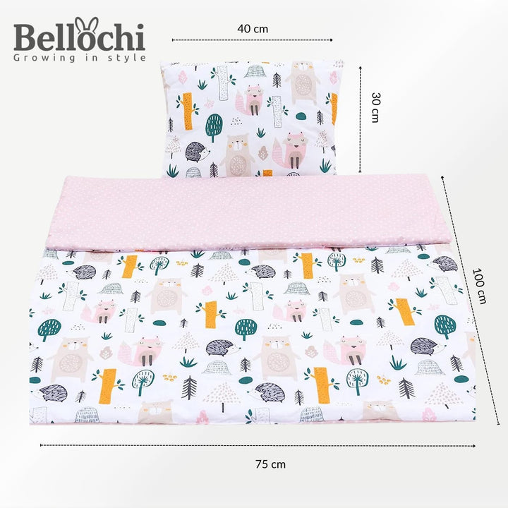 Bellochi Multifunktional Baby Decke Set - Doppelseitig Baby Bettwäsche 75x100 cm und Kissen 30x40cm