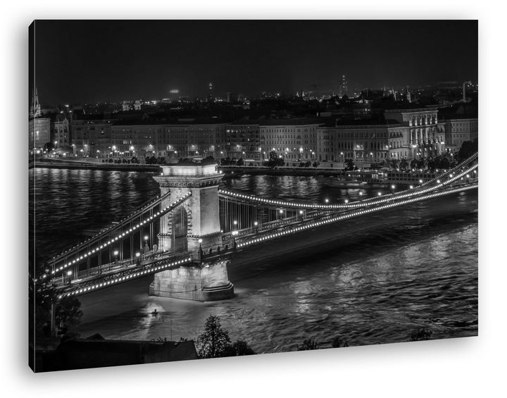 deyoli Kettenbrücke im schönen Budapest Effekt: Schwarz/Weiss im Format: 80x60 als Leinwandbild, Mot