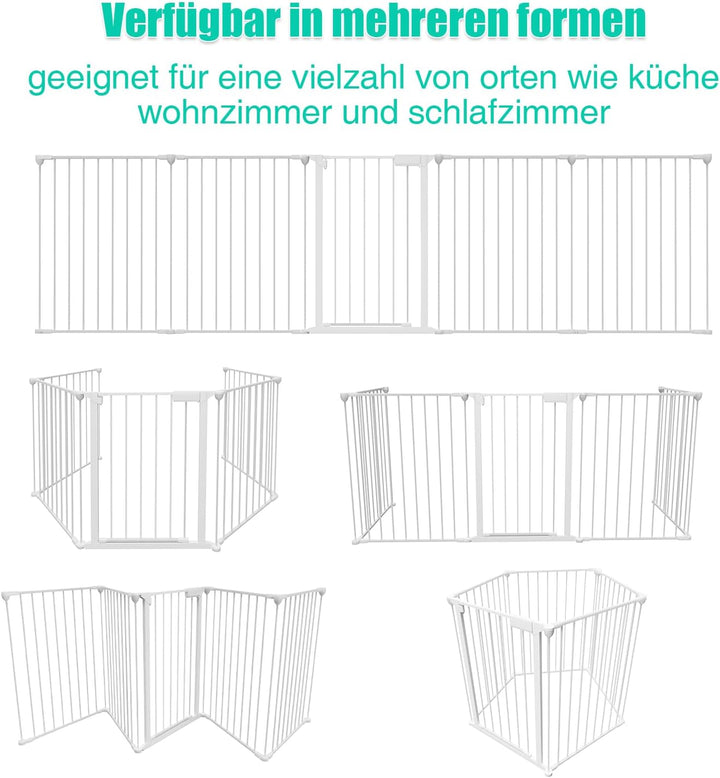Ikodm Kaminschutzgitter mit Tür 310 cm Metall Ofenschutzgitter Laufgitter Laufstall Absperrgitter Ti