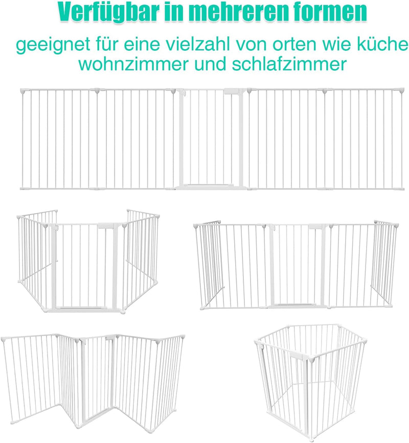 Joparri Kaminschutzgitter mit Tür 310 cm Metall Ofenschutzgitter Laufgitter Laufstall Absperrgitter