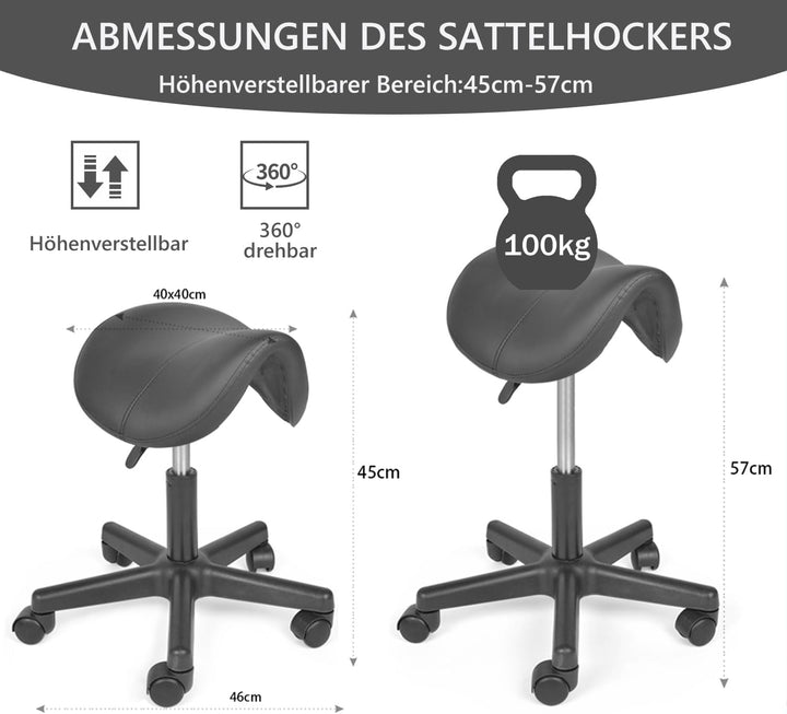 Mingone Sattelhocker Drehhocker Sattelstuhl Höhenverstellbar Bürohocker Ergonomischer Praxishocker m