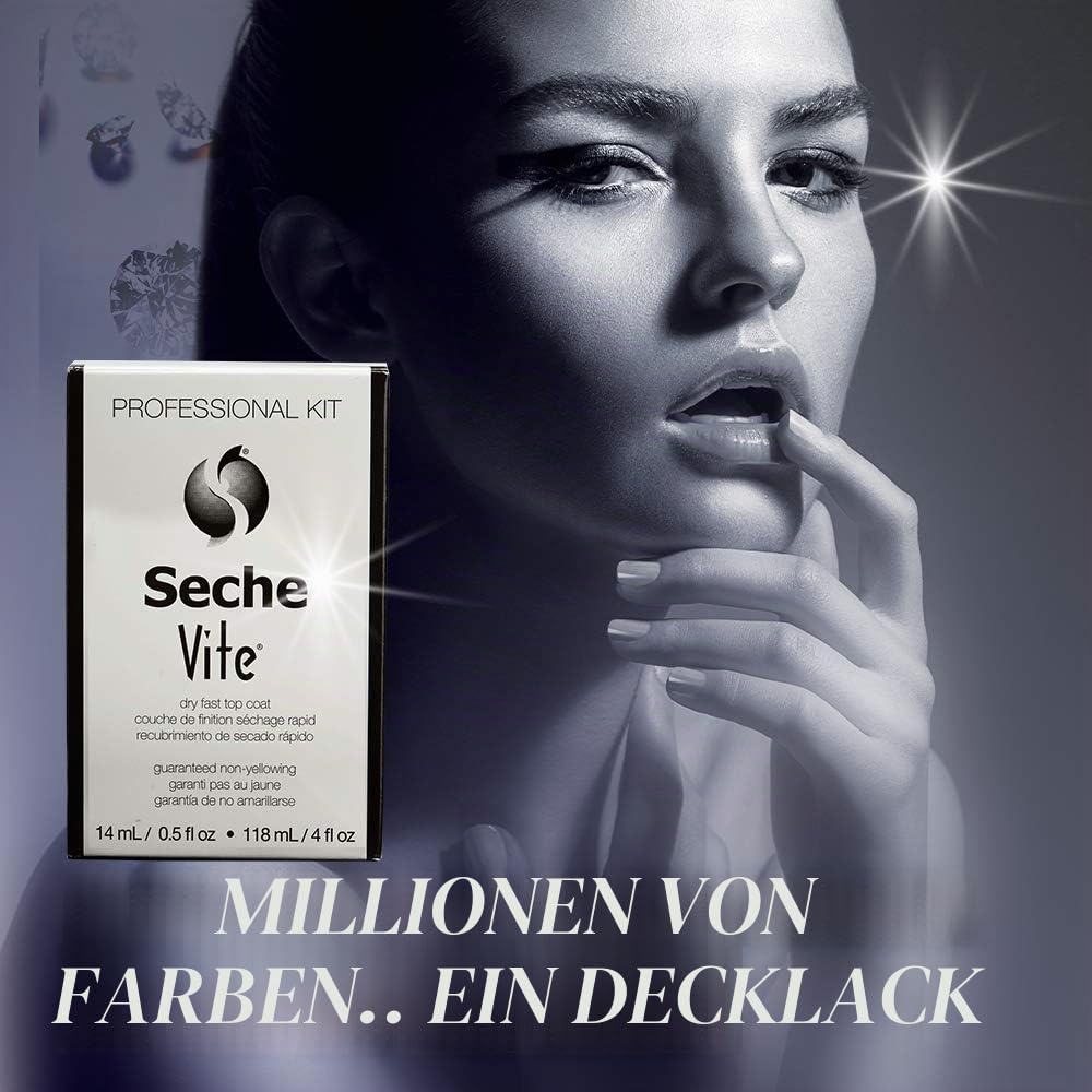 Seche Vite Dry Fast Top Coat, 14 ml, und Nachfüllung und Trichter 118 ml