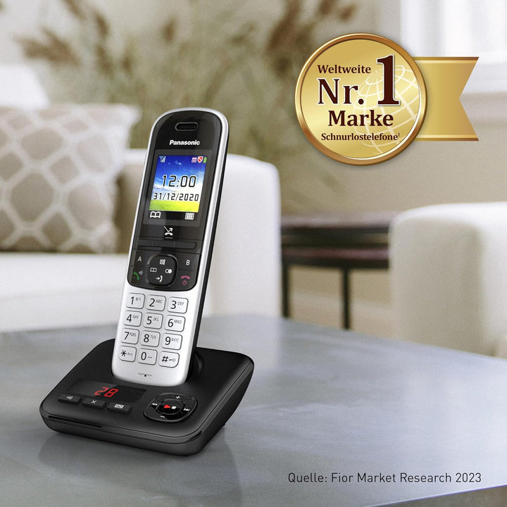 Panasonic KX-TGH722GS Schnurlostelefon Duo mit Anrufbeantworter (DECT Telefon, strahlungsarm, Farbdi