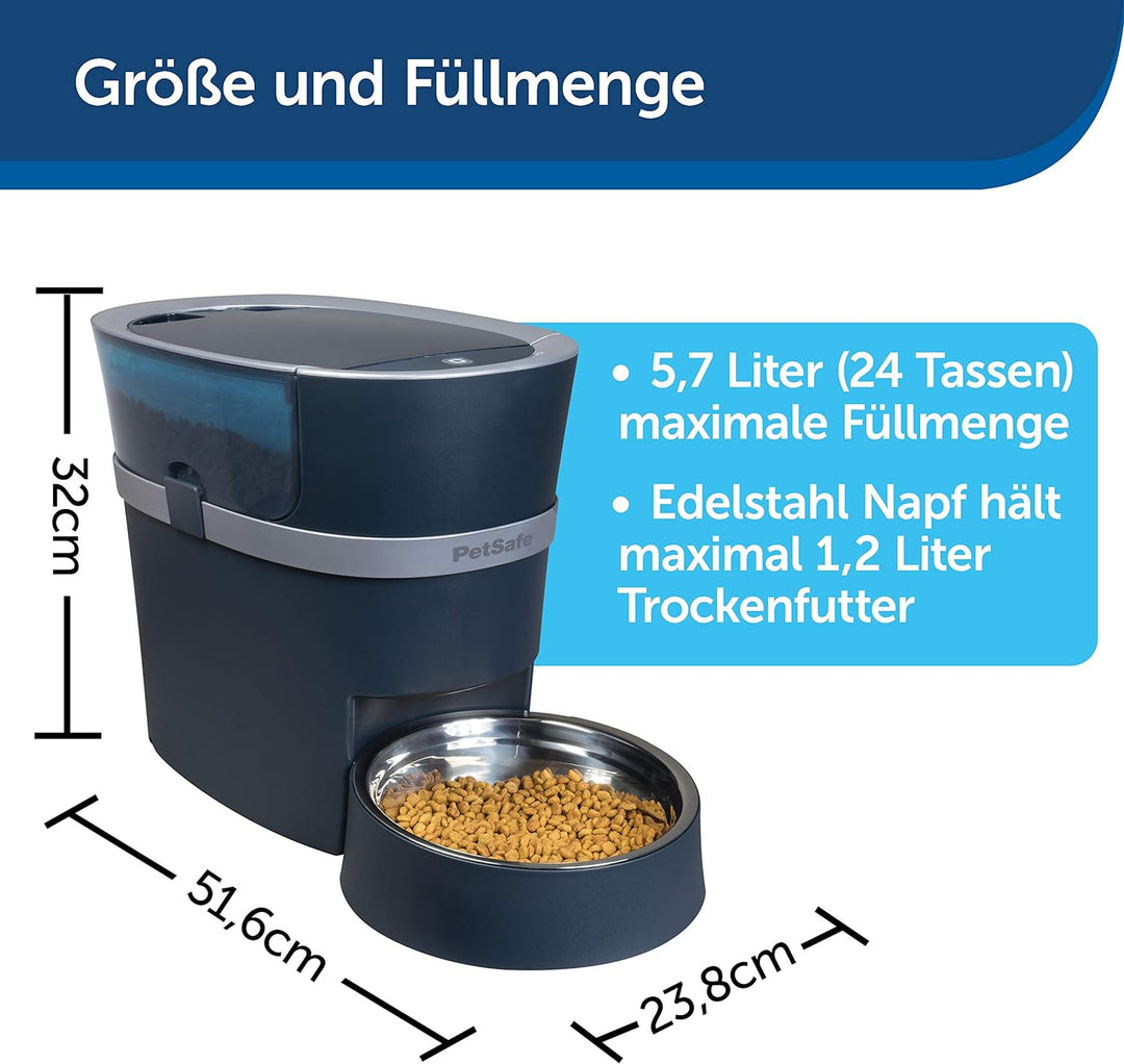 PetSafe Smart Feed Futterautomat, Mit Smartphone-Steuerung per App, Für Trockenfutter geeignet, 1,5