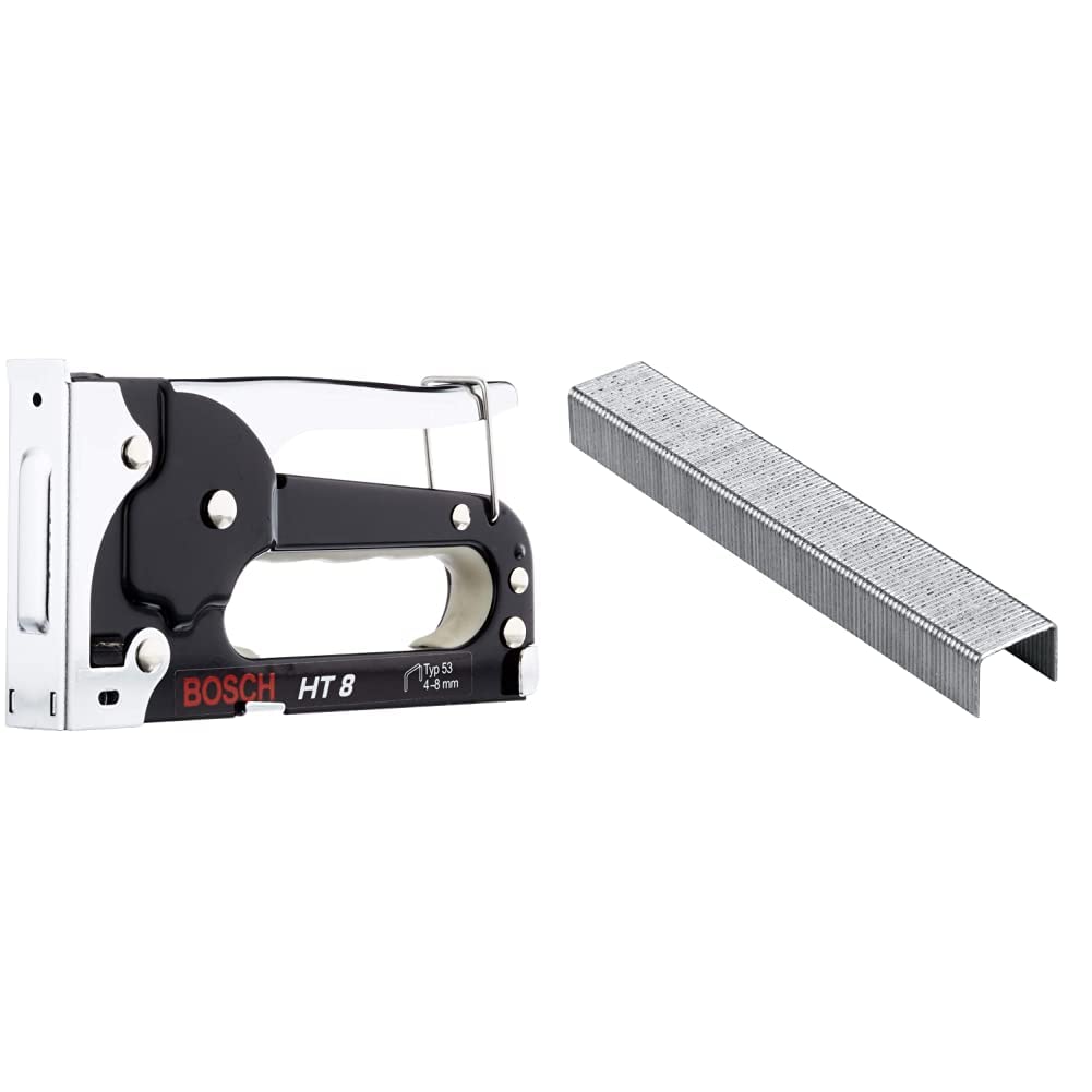 Bosch Professional Handtacker HT 8 (Holz, Klammertyp 53) & Bosch Home and Garden 2609255820 Tackerkl