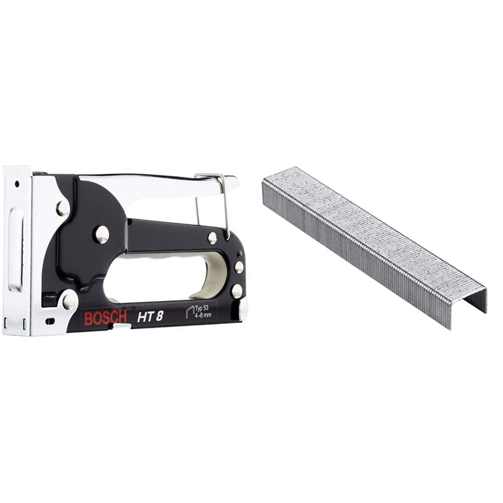 Bosch Professional Handtacker HT 8 (Holz, Klammertyp 53) & Bosch Home and Garden 2609255820 Tackerkl